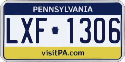 PA license plate LXF1306