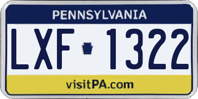 PA license plate LXF1322