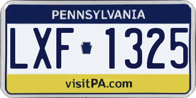 PA license plate LXF1325