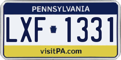 PA license plate LXF1331