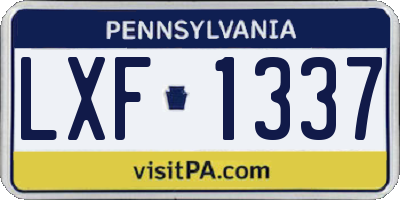 PA license plate LXF1337
