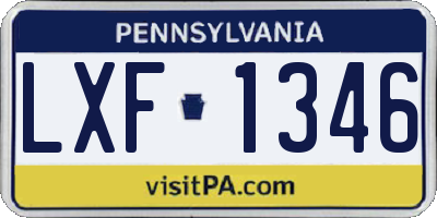 PA license plate LXF1346