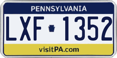 PA license plate LXF1352