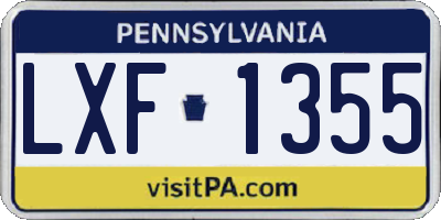 PA license plate LXF1355