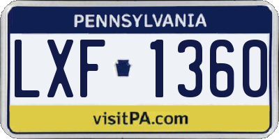 PA license plate LXF1360
