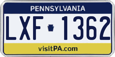 PA license plate LXF1362