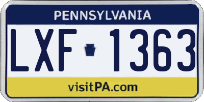 PA license plate LXF1363