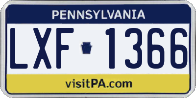 PA license plate LXF1366
