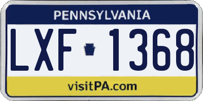 PA license plate LXF1368