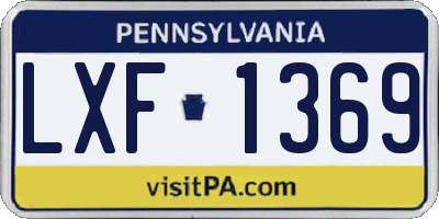 PA license plate LXF1369