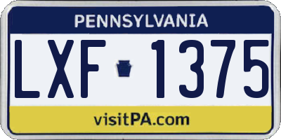 PA license plate LXF1375