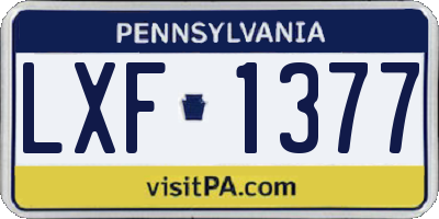 PA license plate LXF1377