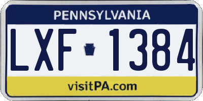 PA license plate LXF1384