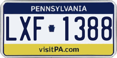 PA license plate LXF1388