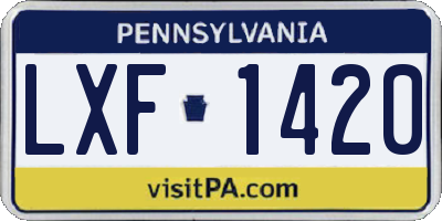 PA license plate LXF1420