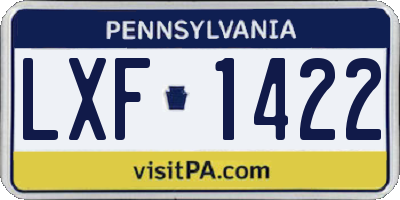PA license plate LXF1422
