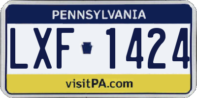 PA license plate LXF1424
