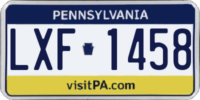 PA license plate LXF1458