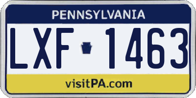 PA license plate LXF1463