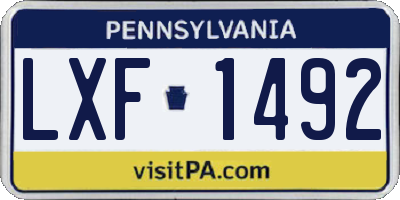 PA license plate LXF1492