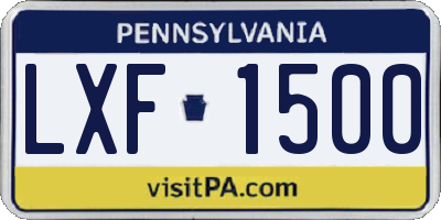 PA license plate LXF1500