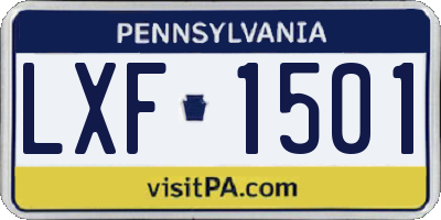 PA license plate LXF1501