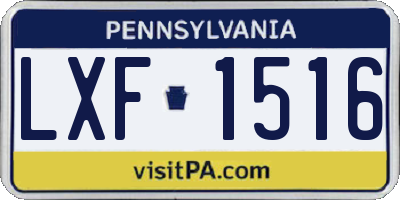 PA license plate LXF1516
