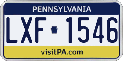 PA license plate LXF1546