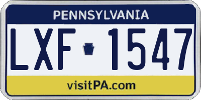 PA license plate LXF1547