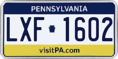 PA license plate LXF1602