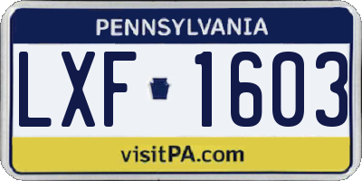 PA license plate LXF1603