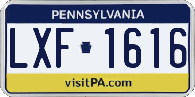 PA license plate LXF1616