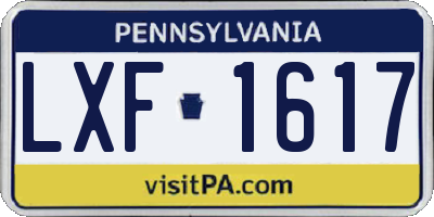 PA license plate LXF1617