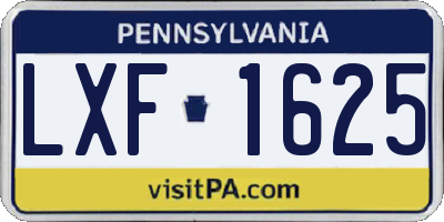 PA license plate LXF1625