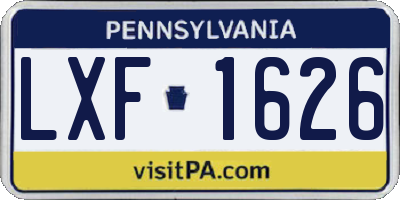 PA license plate LXF1626