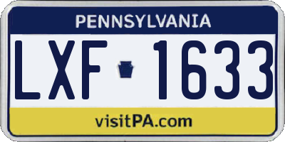 PA license plate LXF1633