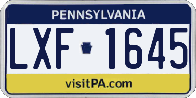 PA license plate LXF1645