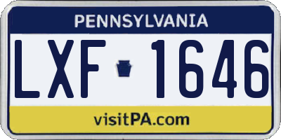 PA license plate LXF1646
