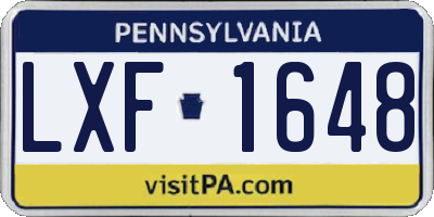 PA license plate LXF1648