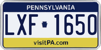 PA license plate LXF1650