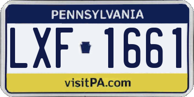 PA license plate LXF1661