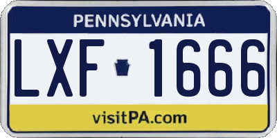 PA license plate LXF1666