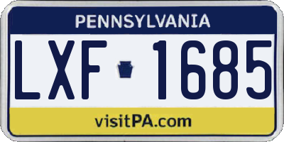 PA license plate LXF1685