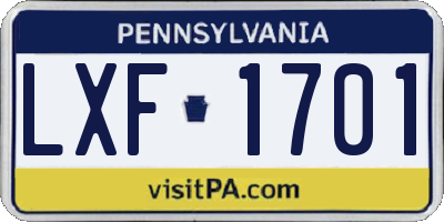 PA license plate LXF1701