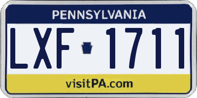 PA license plate LXF1711