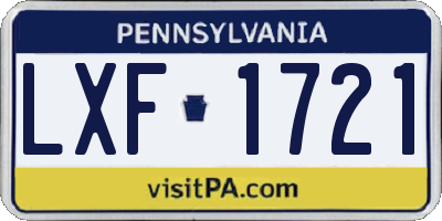 PA license plate LXF1721