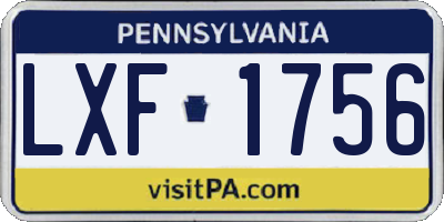 PA license plate LXF1756