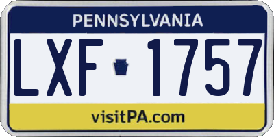 PA license plate LXF1757