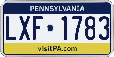 PA license plate LXF1783