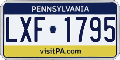 PA license plate LXF1795